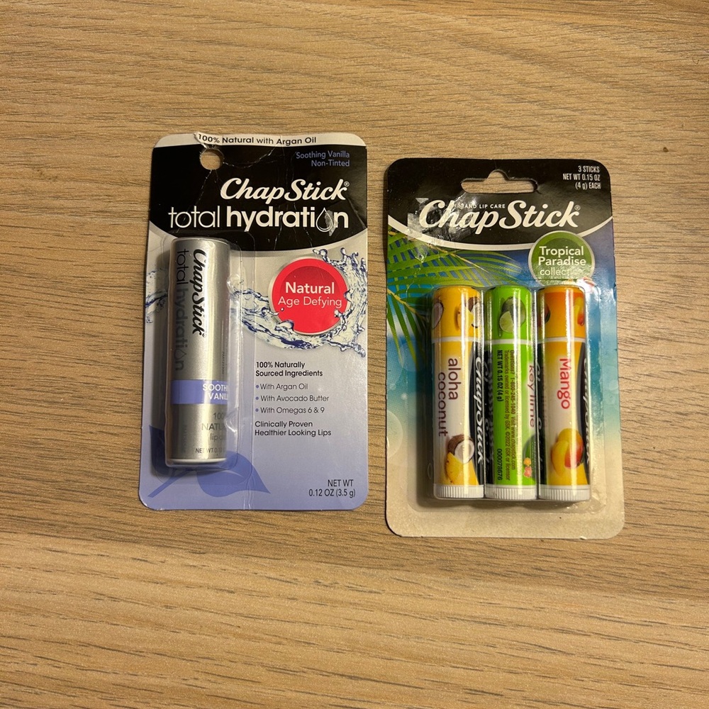 ChapStick Total Hydration Lip Balm Set - Purple, Yellow, Green
